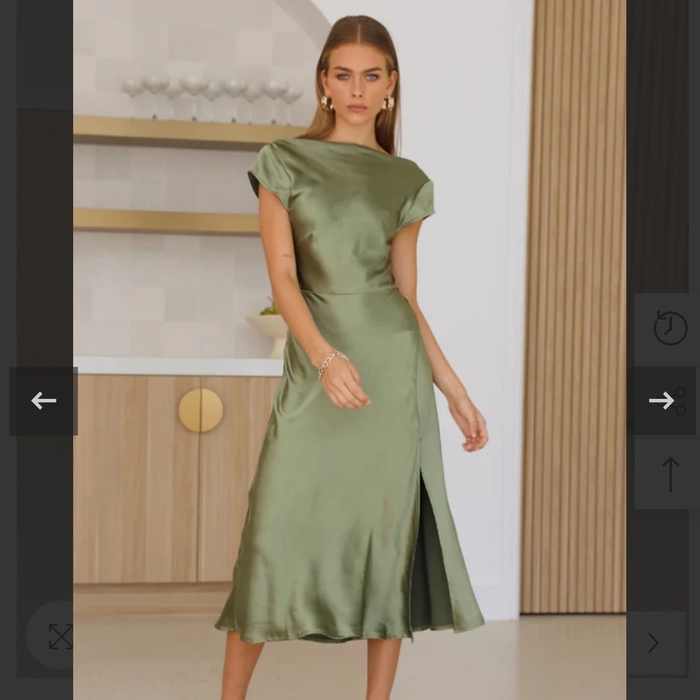 Light green/sage midi satin dress
